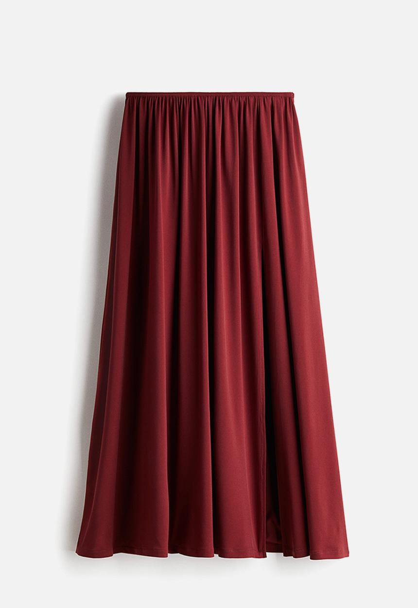 H&M - High-slit maxi skirt - burgundy 