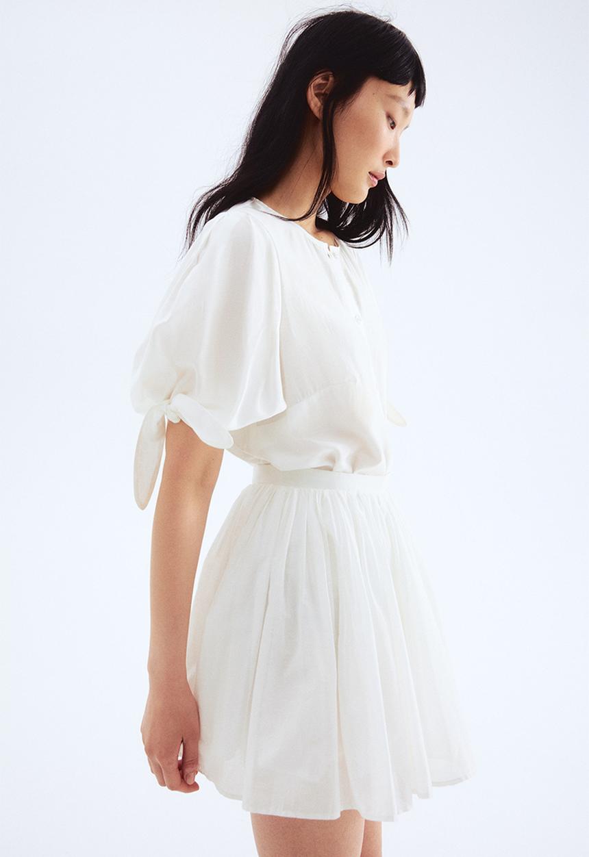 H&M - Puff-sleeved blouse - white