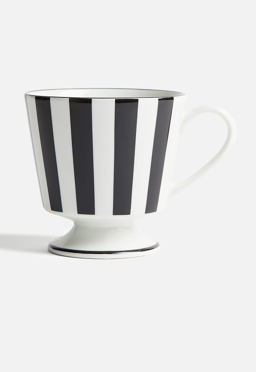 H&M - Footed porcelain mug - black/striped