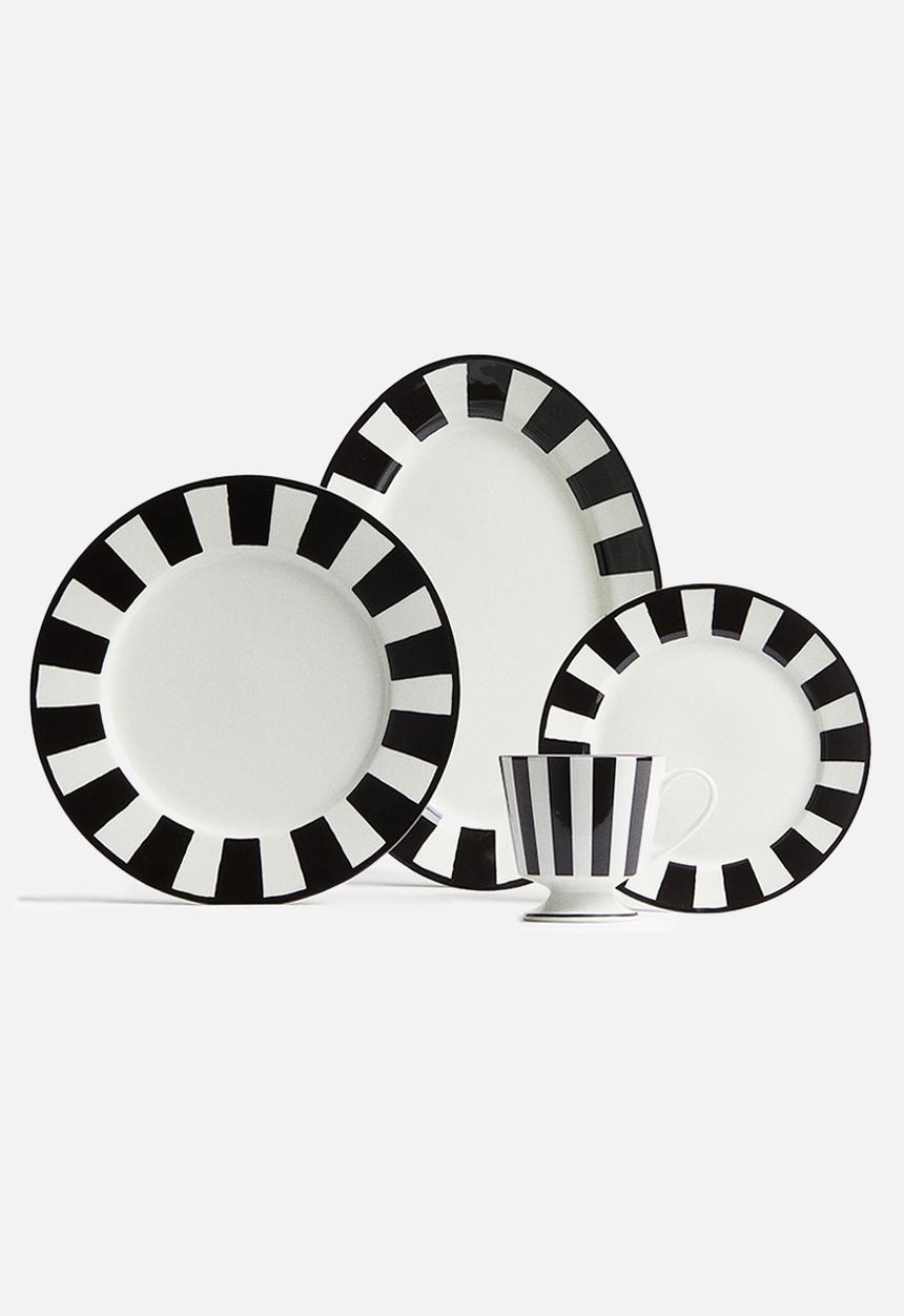 H&M - Footed porcelain mug - black/striped