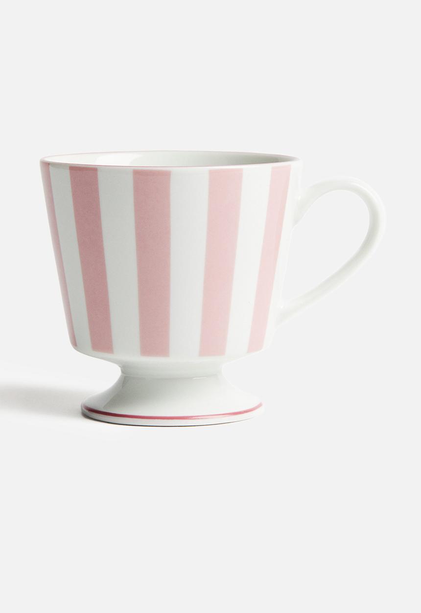 H&M - Footed porcelain mug - pink/striped