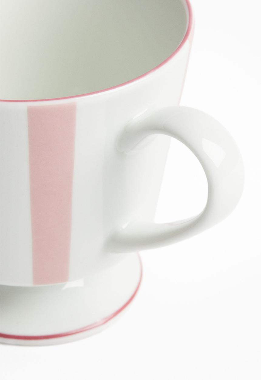 H&M - Footed porcelain mug - pink/striped