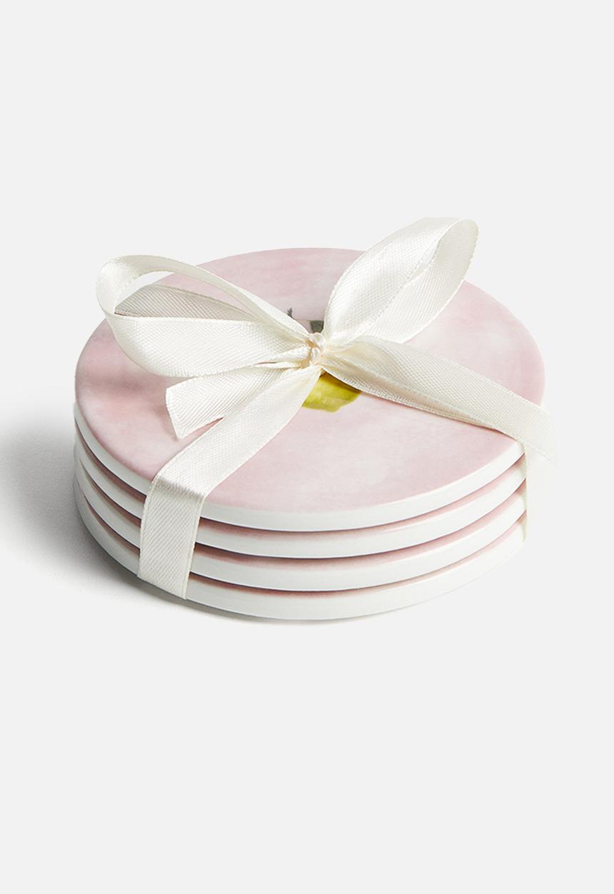 H&M - 4-Pack porcelain coasters - dusty pink/fruits