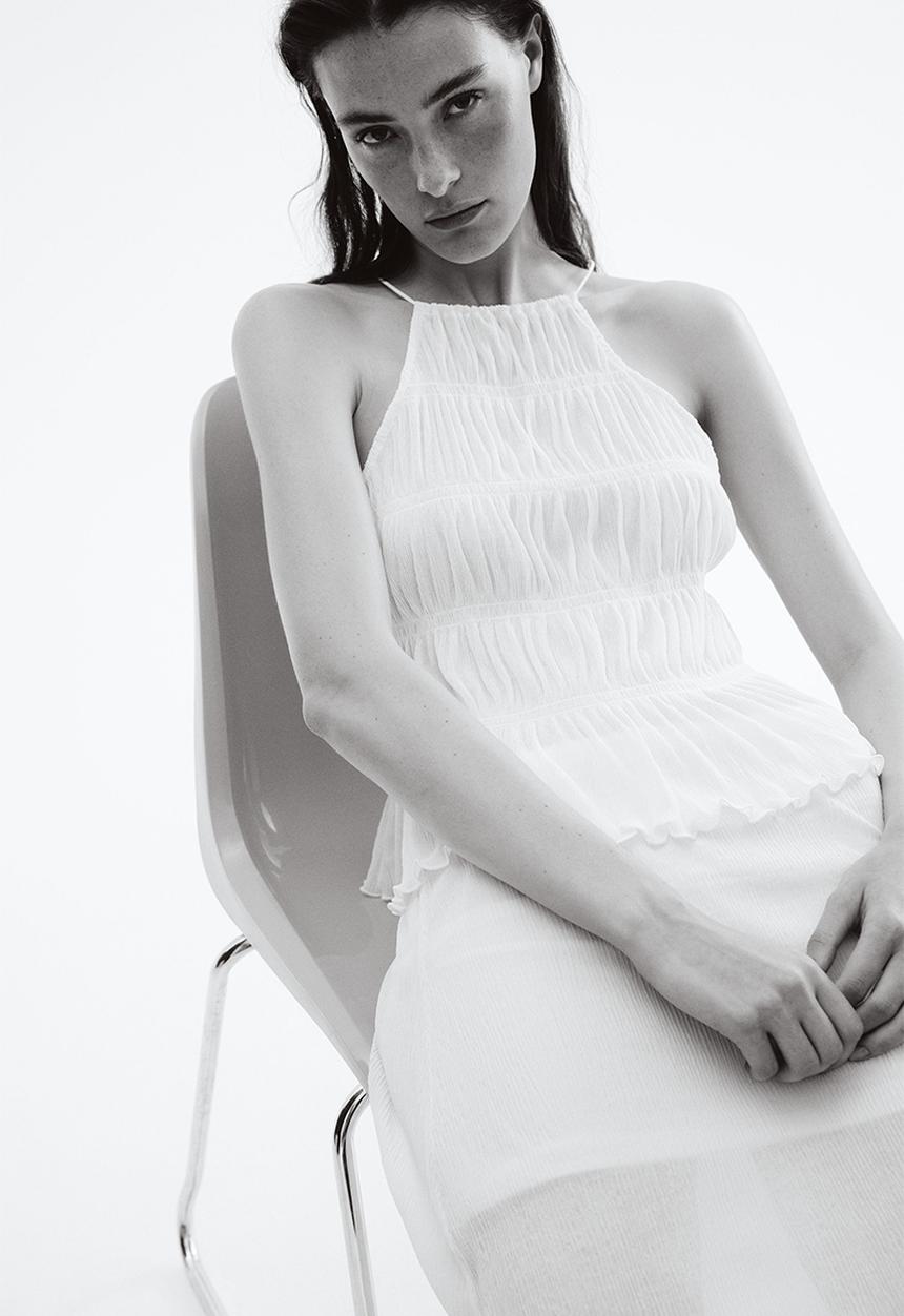 H&M - Smocked strappy top - white