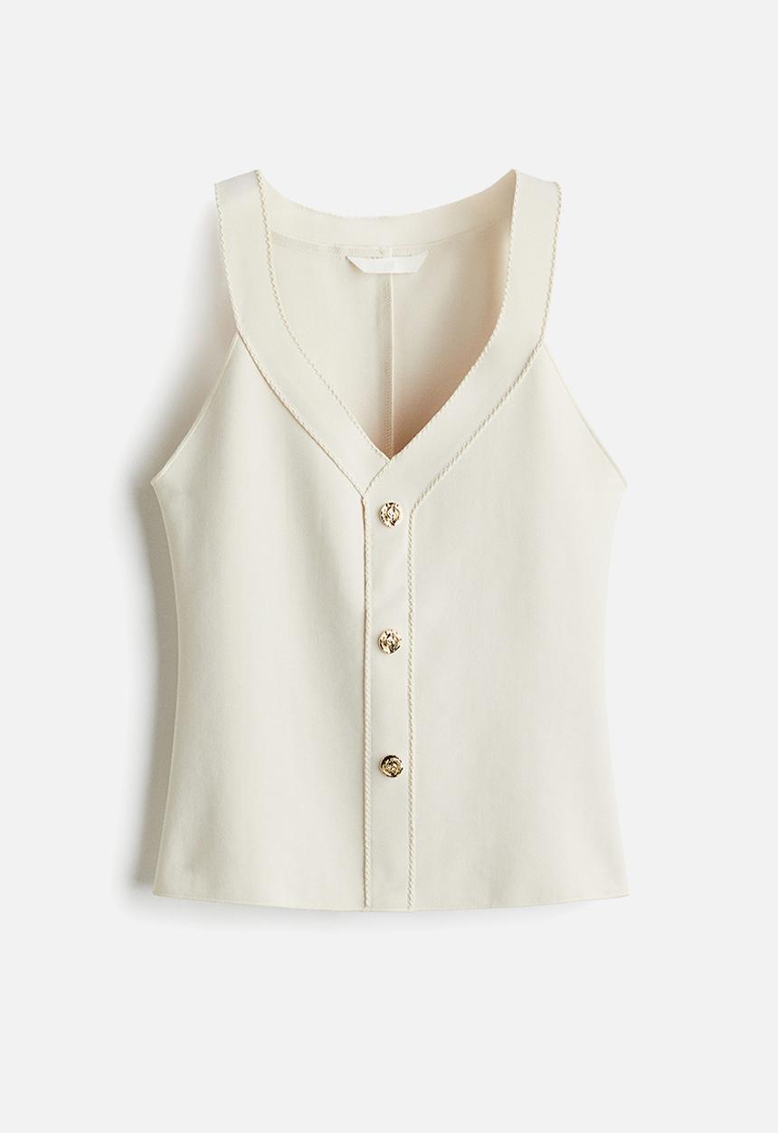 H&M - Button-detail vest top - cream