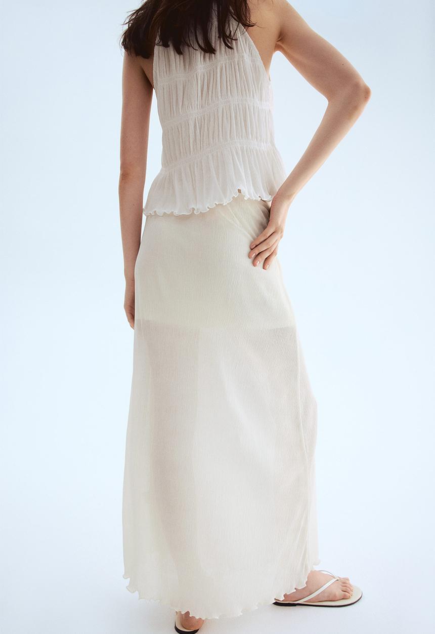 H&M - Plissé maxi skirt - white