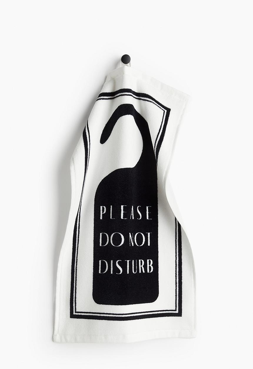 H&M - Motif-detail terry guest towel - white/do not disturb 