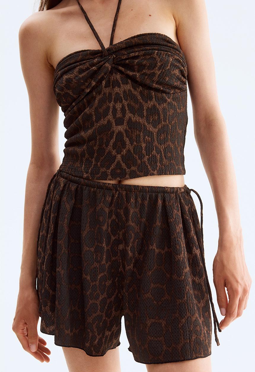 H&M - Crinkled jersey shorts - dark brown