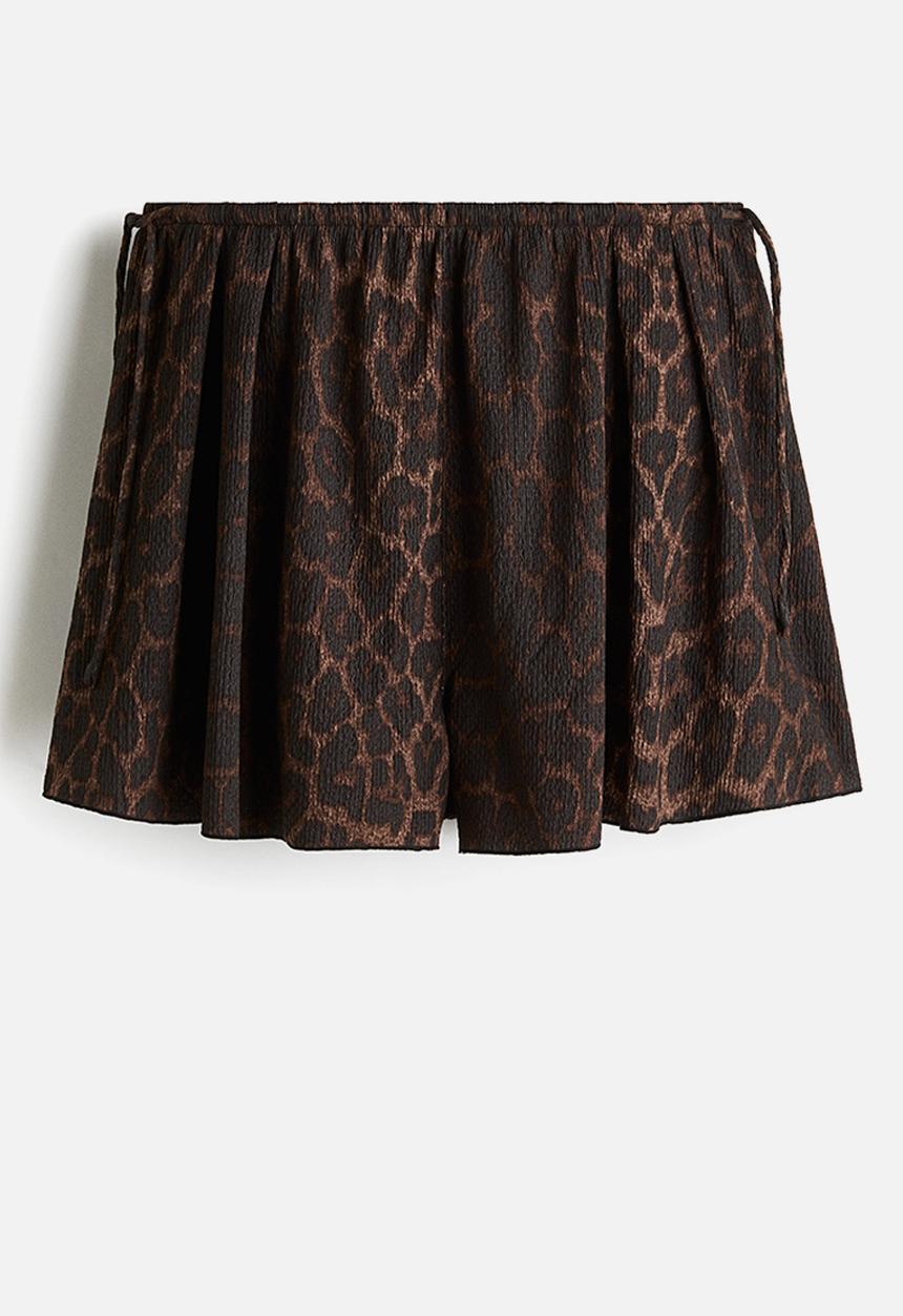 H&M - Crinkled jersey shorts - dark brown