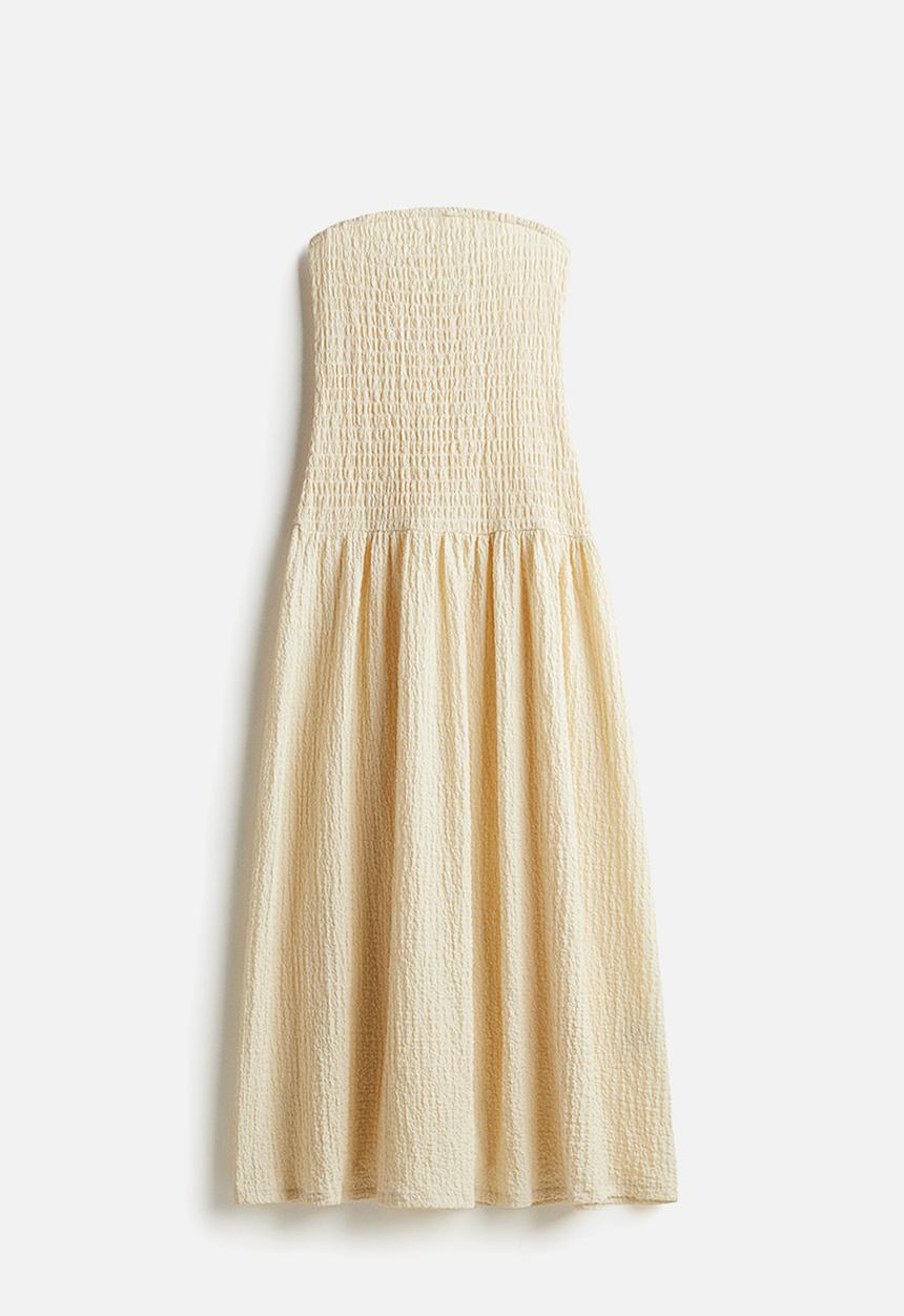 H&M - Smocked bandeau dress - cream