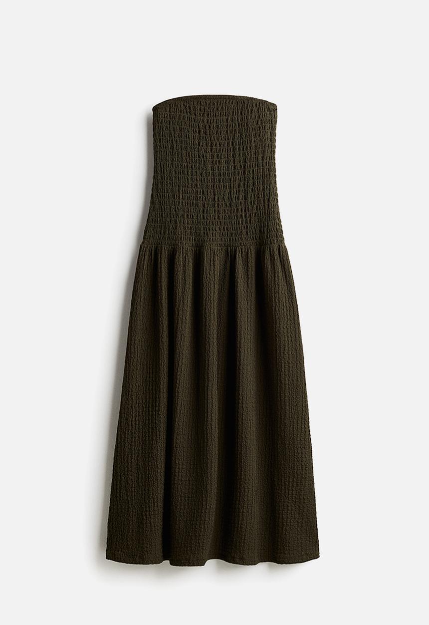 H&M - Smocked bandeau dress - dark green