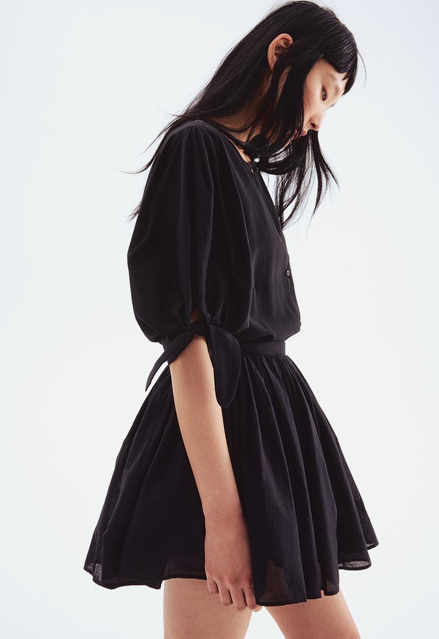 H&M - Puff-sleeved blouse - black