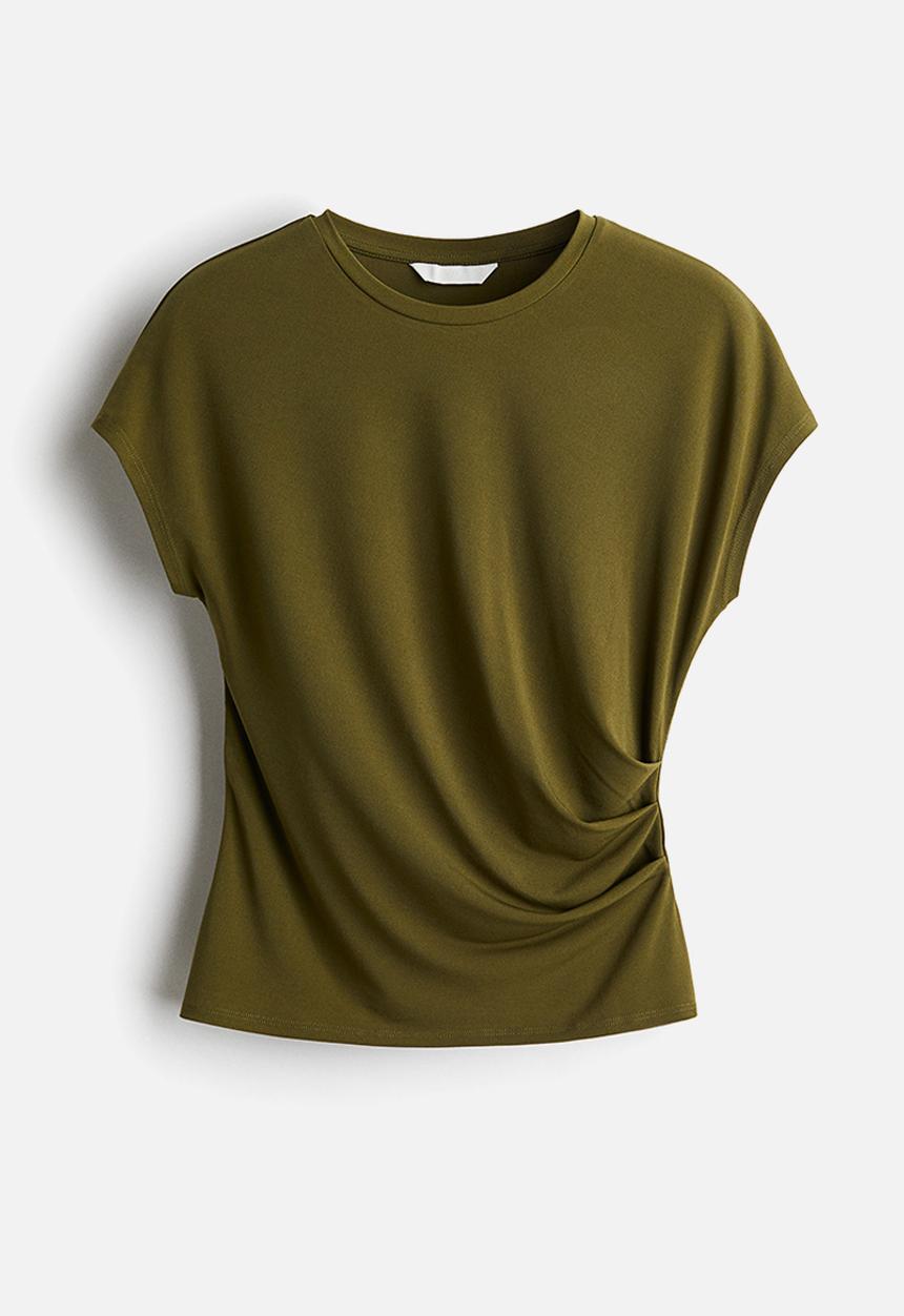 H&M - Cap-sleeved top - dark khaki green