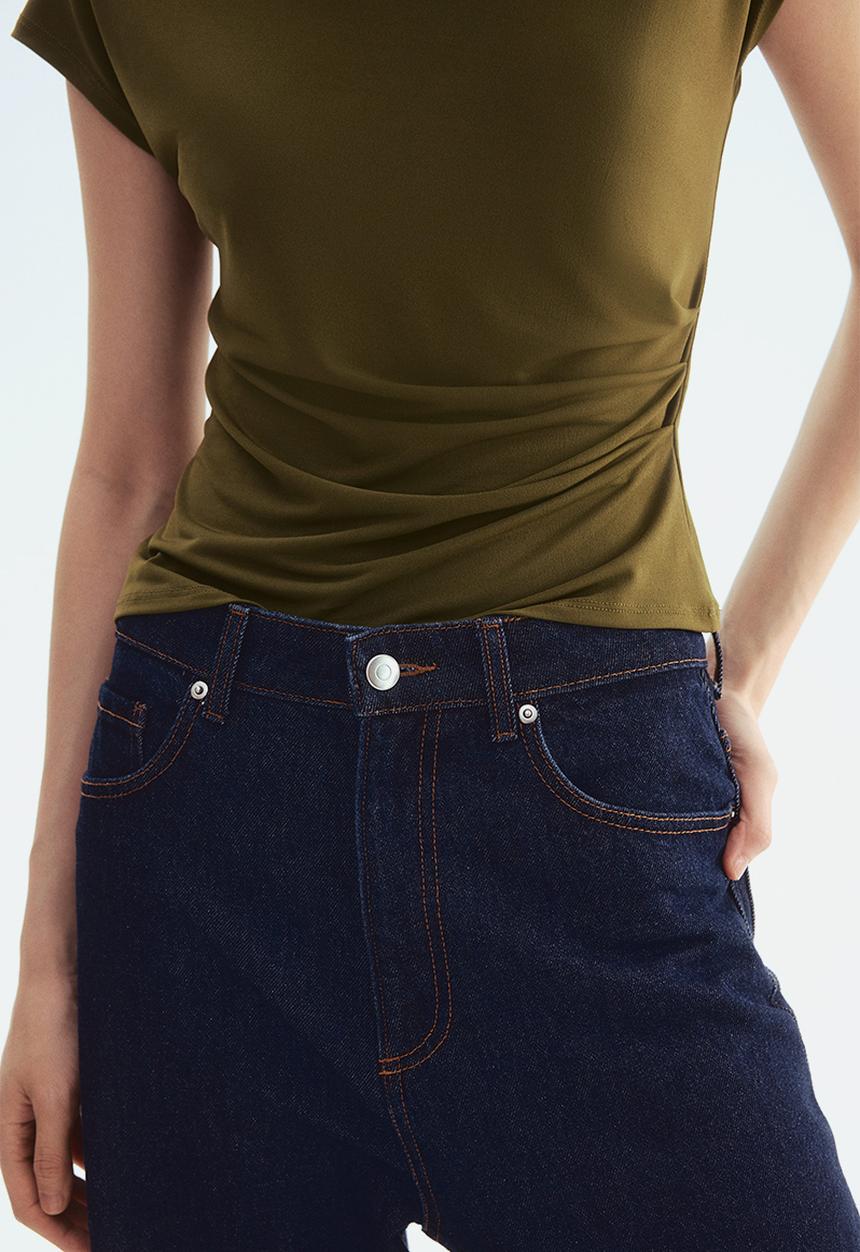 H&M - Cap-sleeved top - dark khaki green