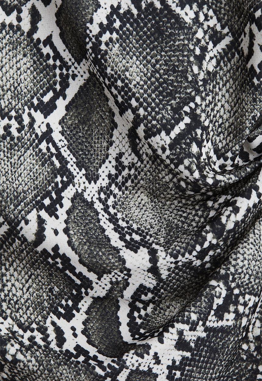 H&M - Cap-sleeved top - dark grey snakeskin pattern