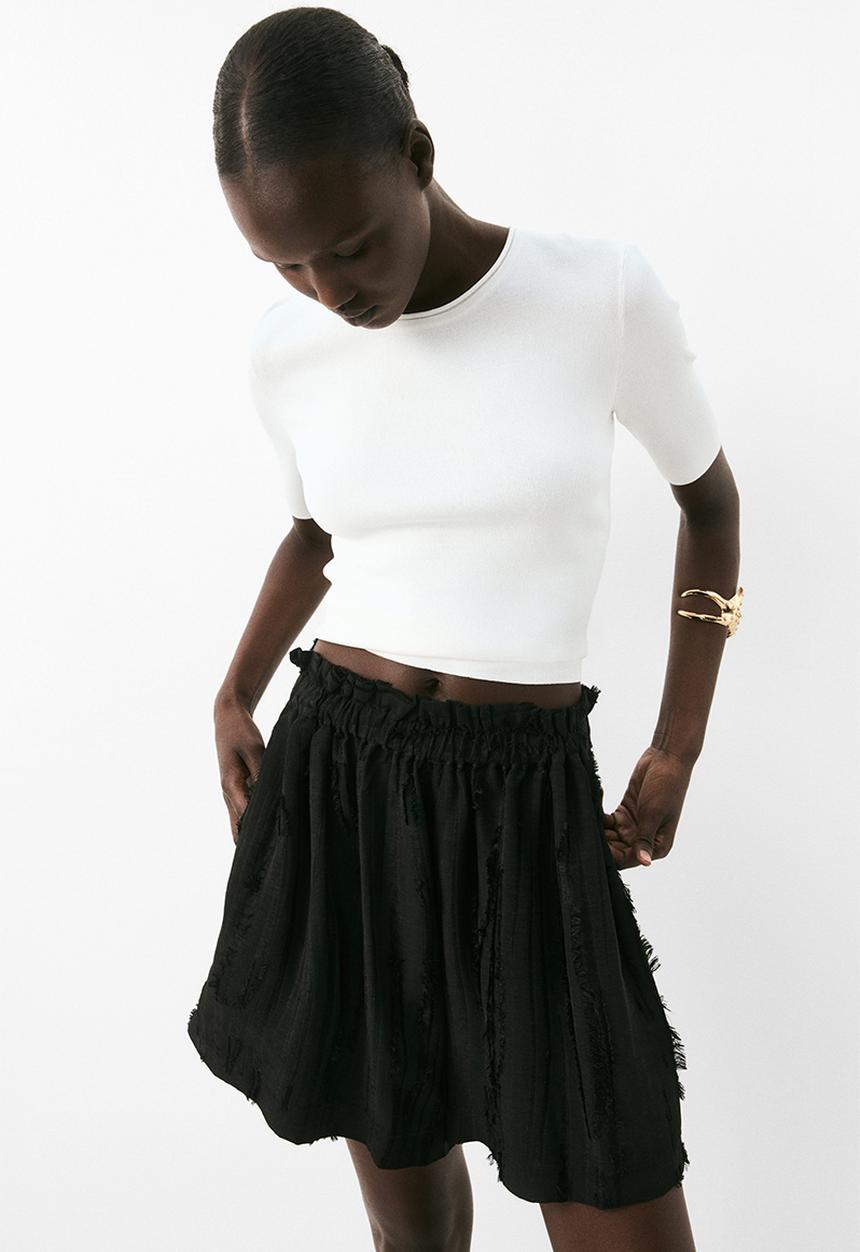 H&M - Fine-knit t-shirt - white