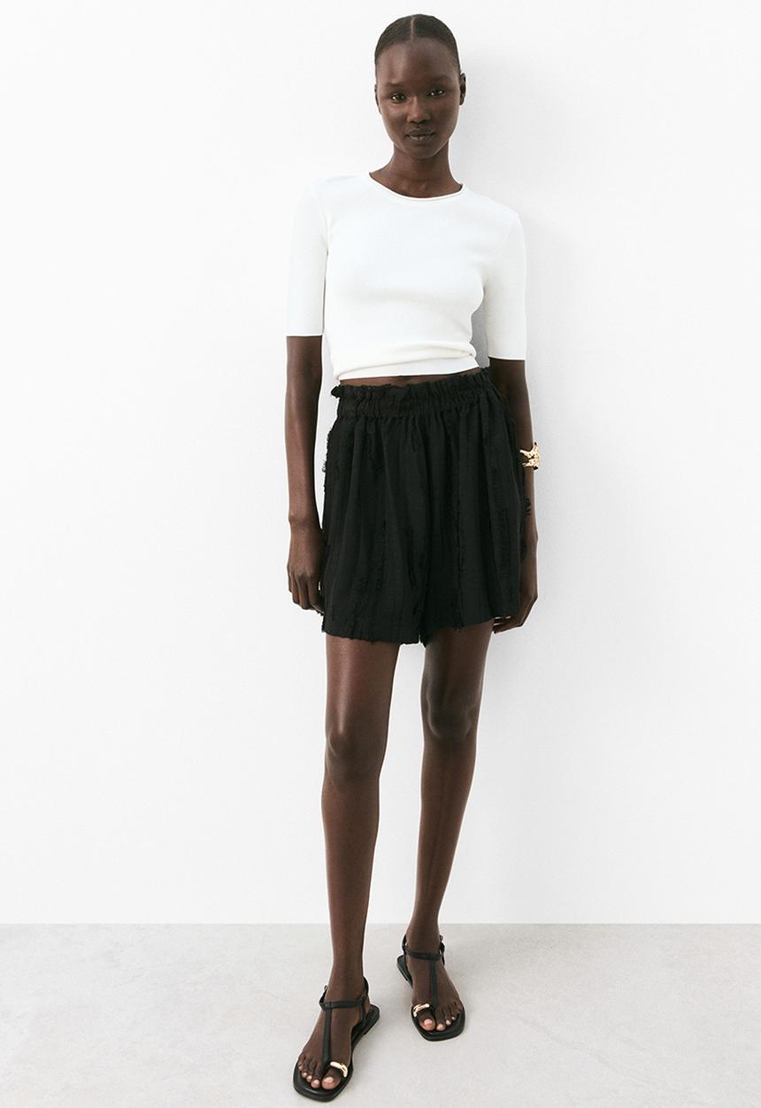 H&M - Fine-knit t-shirt - white