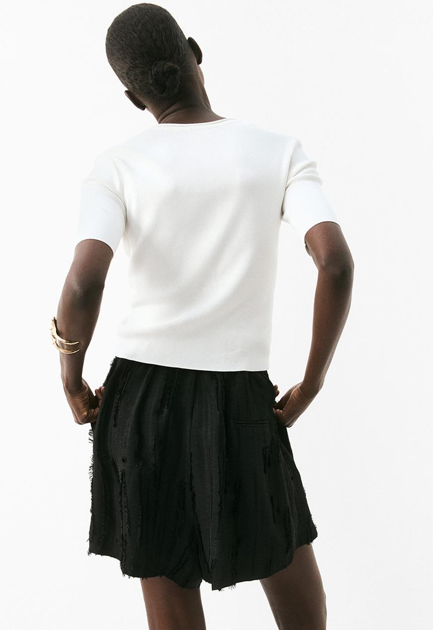 H&M - Fine-knit t-shirt - white