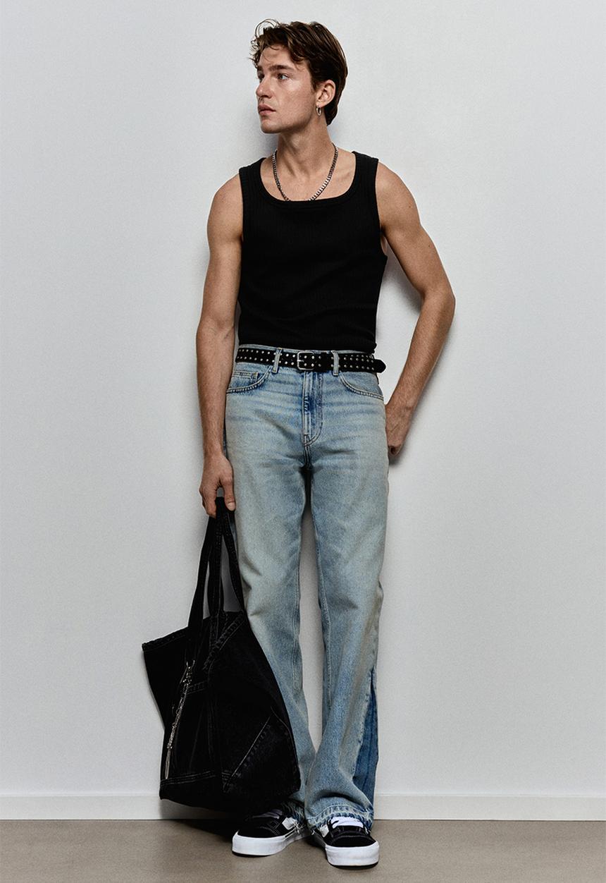 H&M - Slim fit ribbed vest top - black