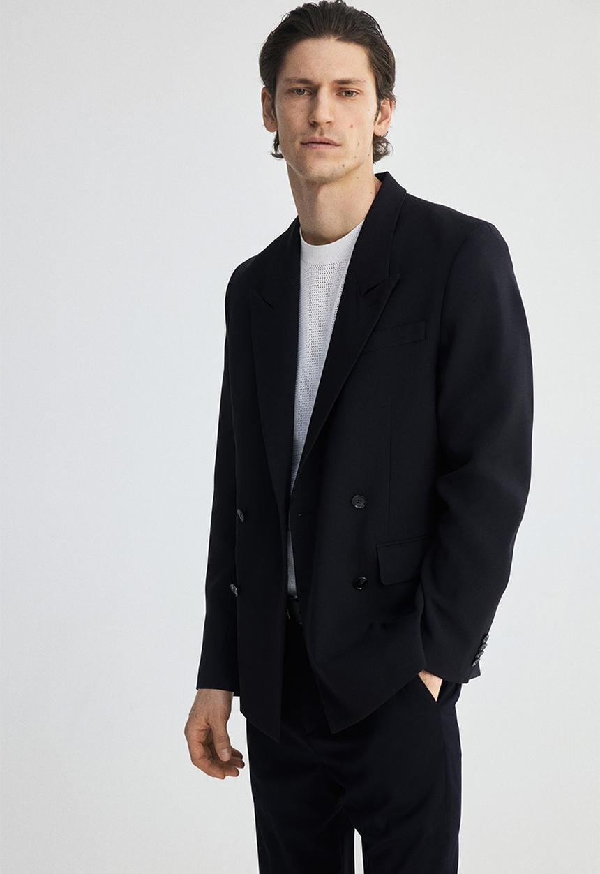 H&M - Relaxed fit double-breasted blazer - navy blue
