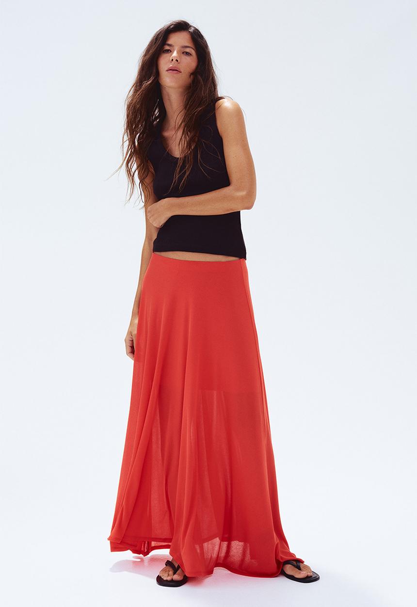 H&M - A-line jersey skirt - red
