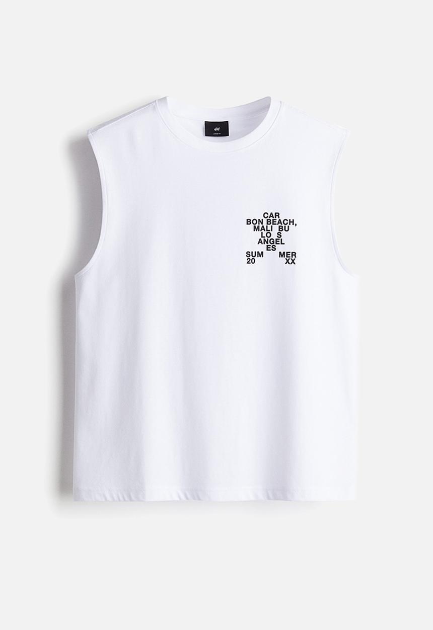 H&M - Loose fit printed vest top - white carbon beach