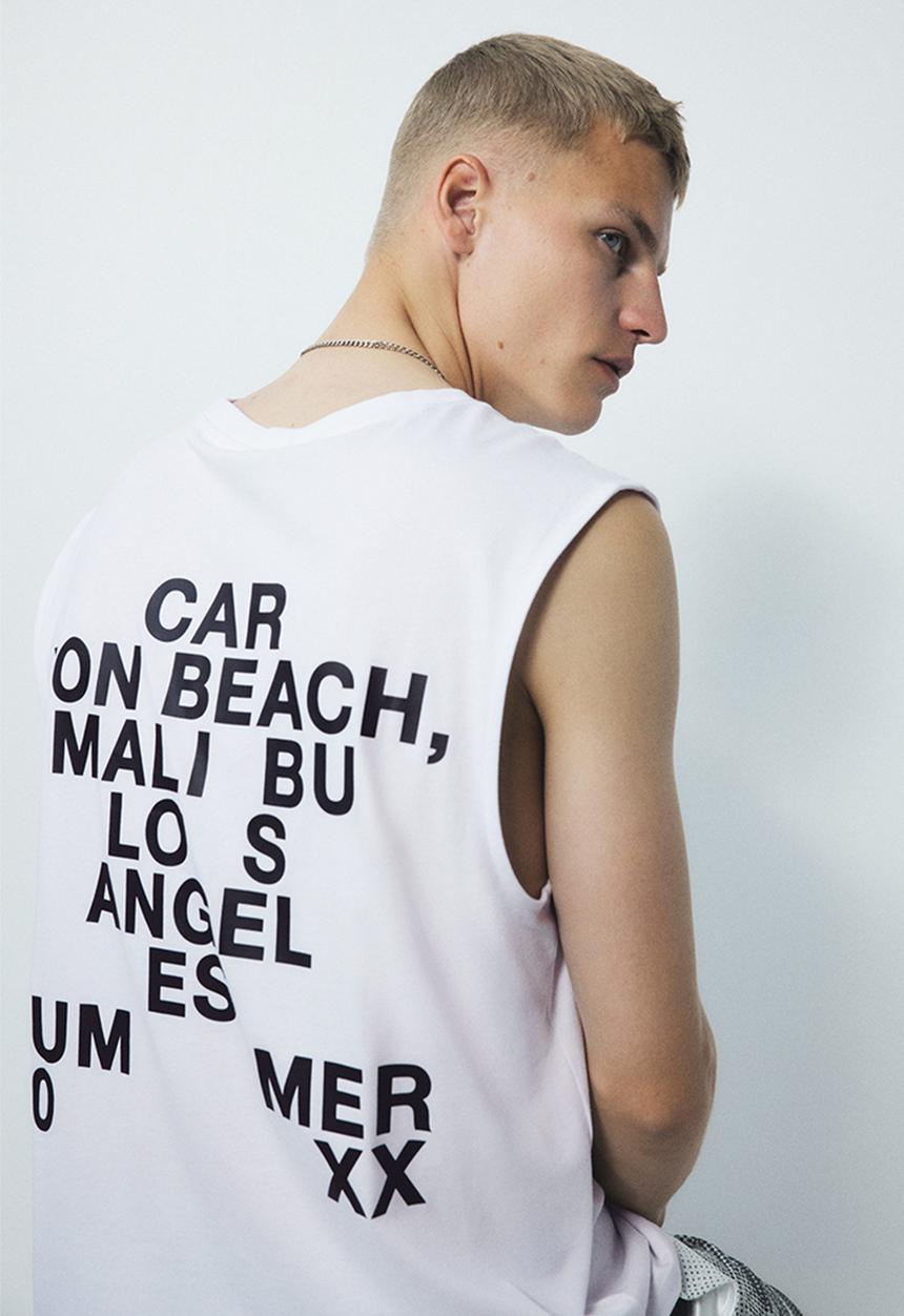 H&M - Loose fit printed vest top - white carbon beach