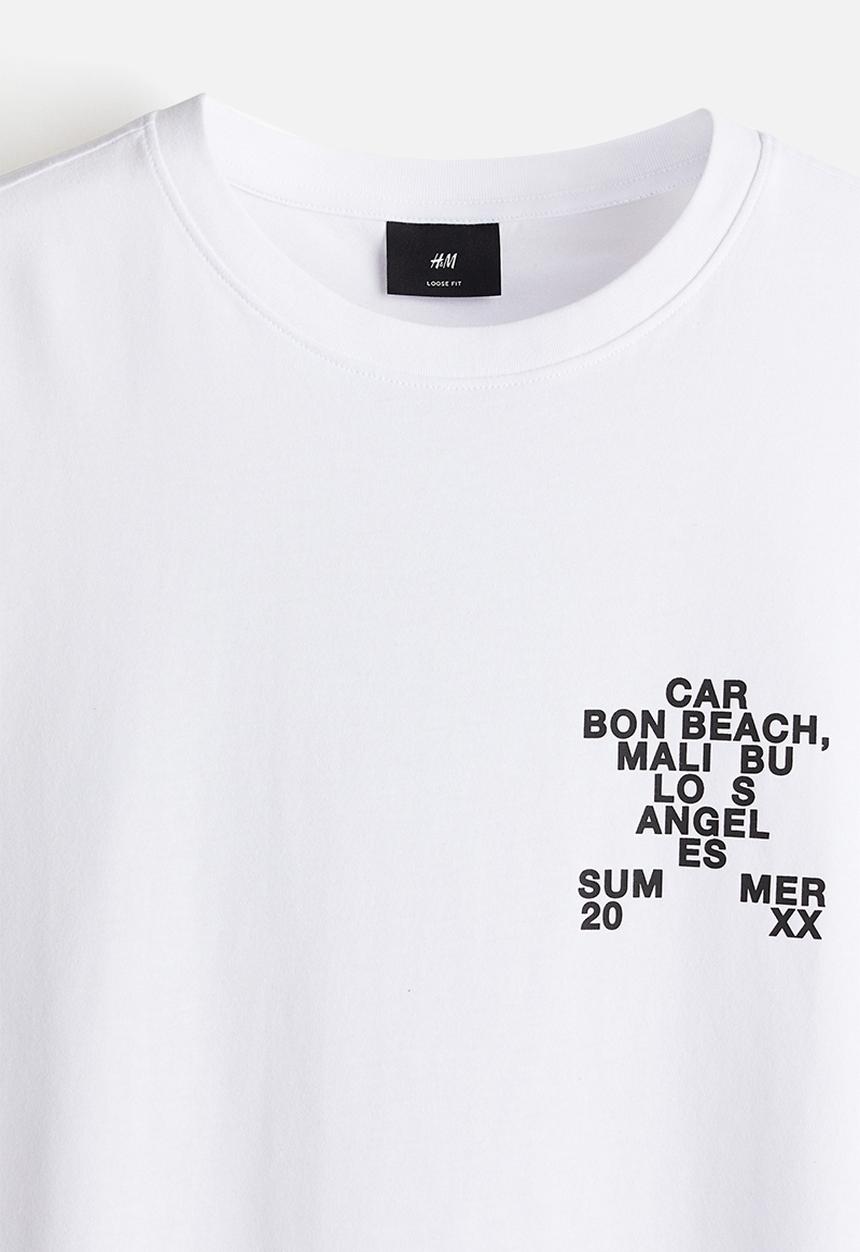 H&M - Loose fit printed vest top - white carbon beach