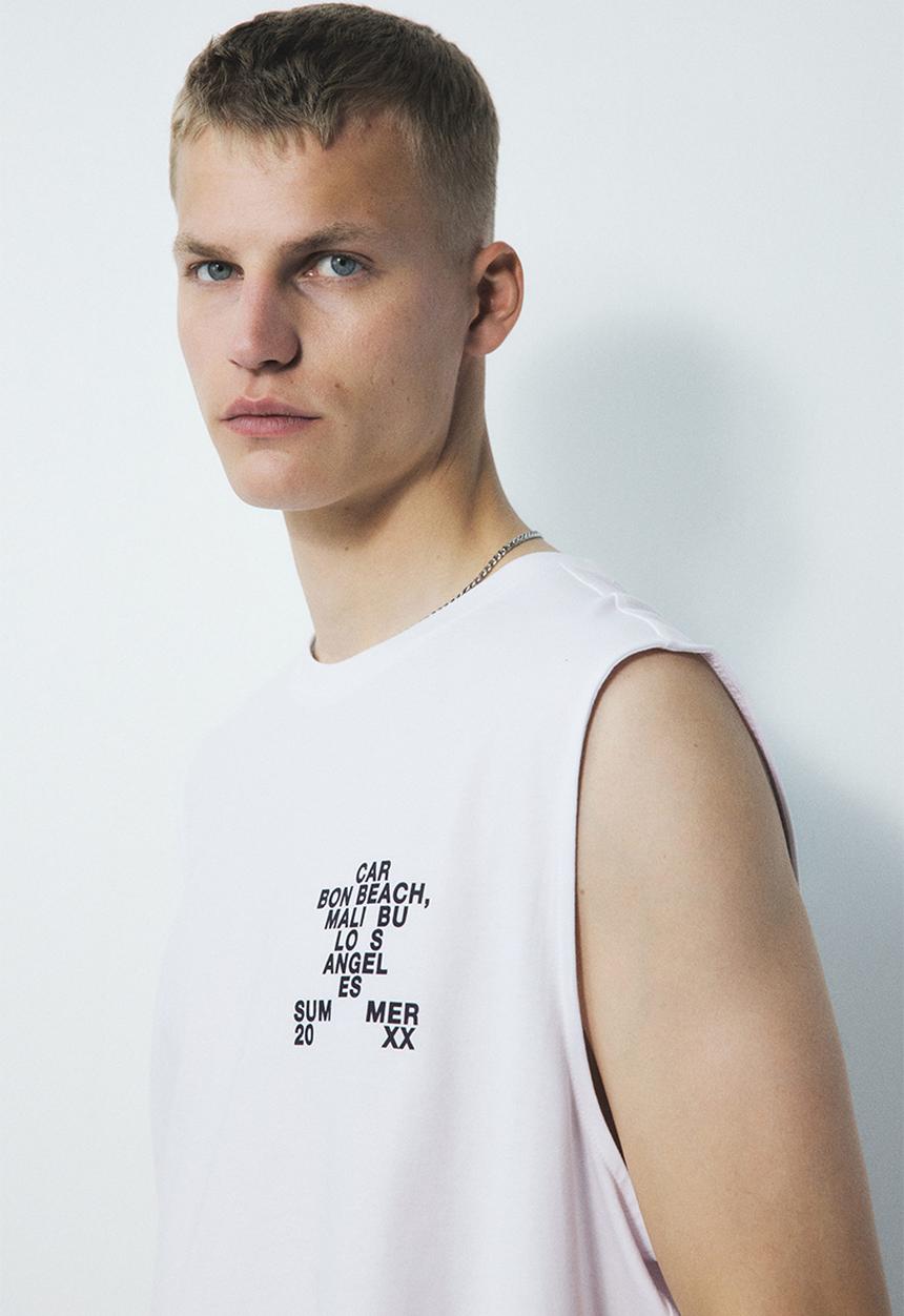 H&M - Loose fit printed vest top - white carbon beach