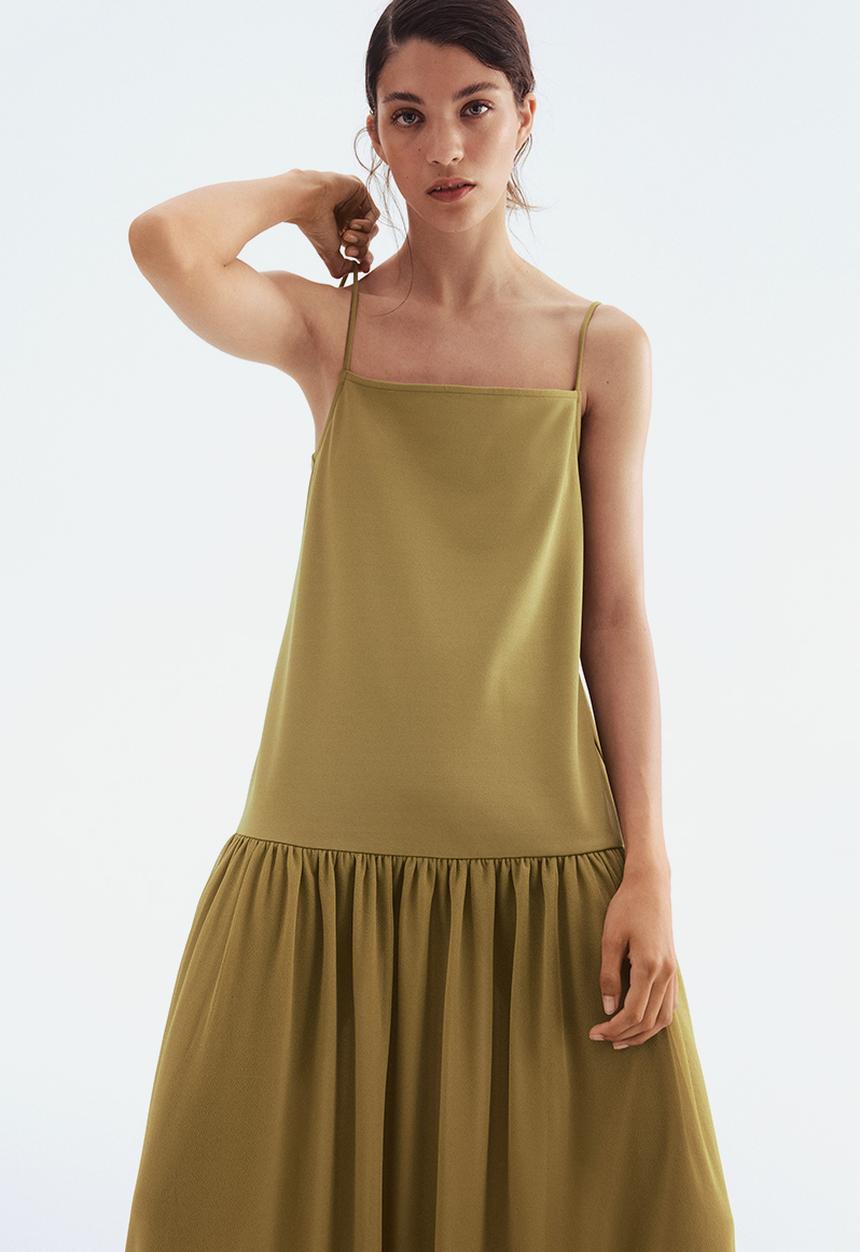 H&M - Long strappy dress -  golden olive