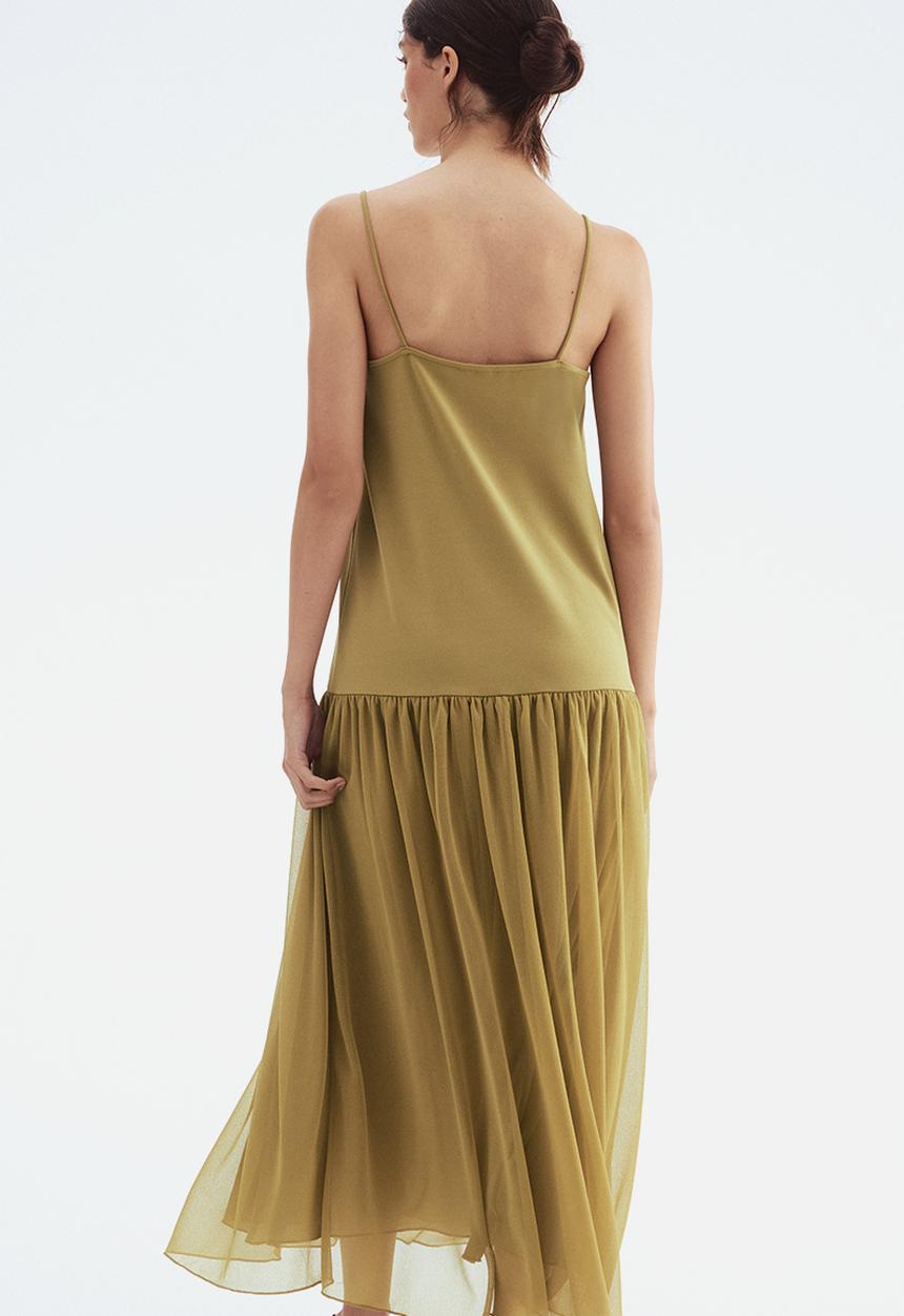 H&M - Long strappy dress -  golden olive
