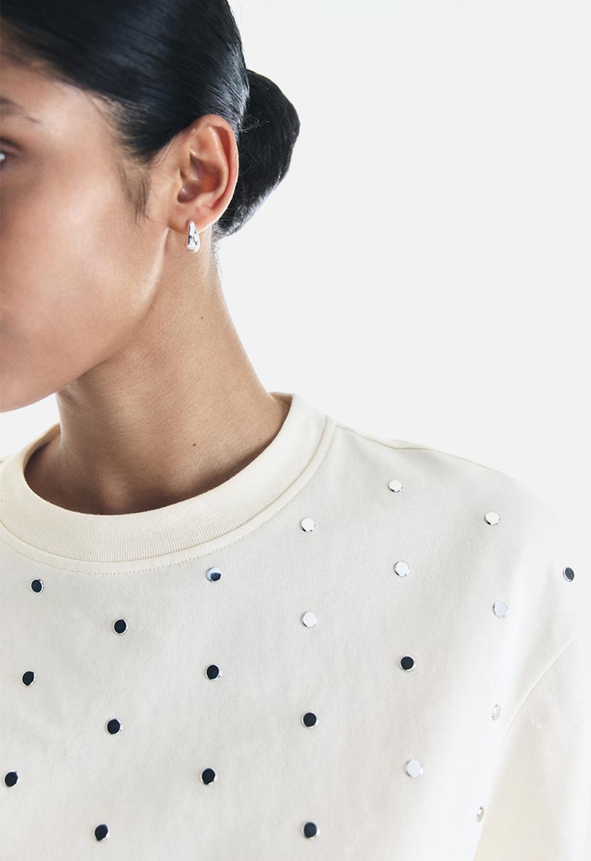 H&M - Embellished t-shirt - cream