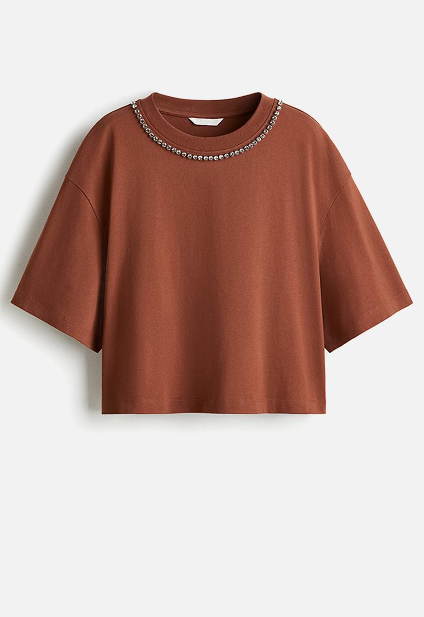 H&M - Embellished t-shirt - brown