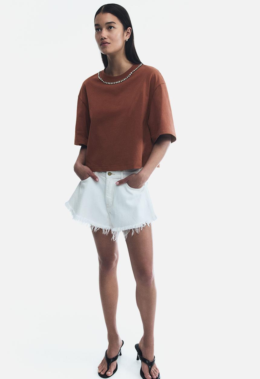 H&M - Embellished t-shirt - brown