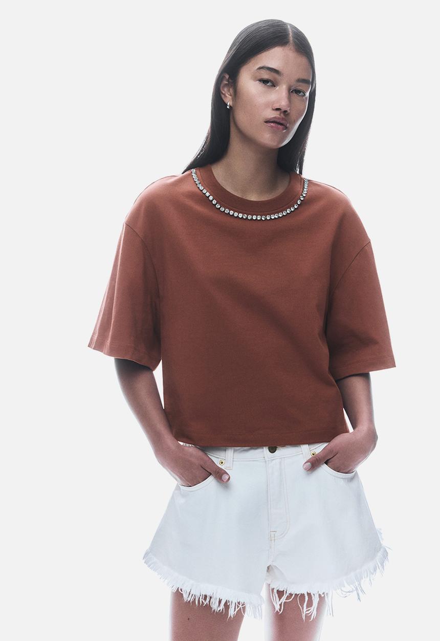 H&M - Embellished t-shirt - brown