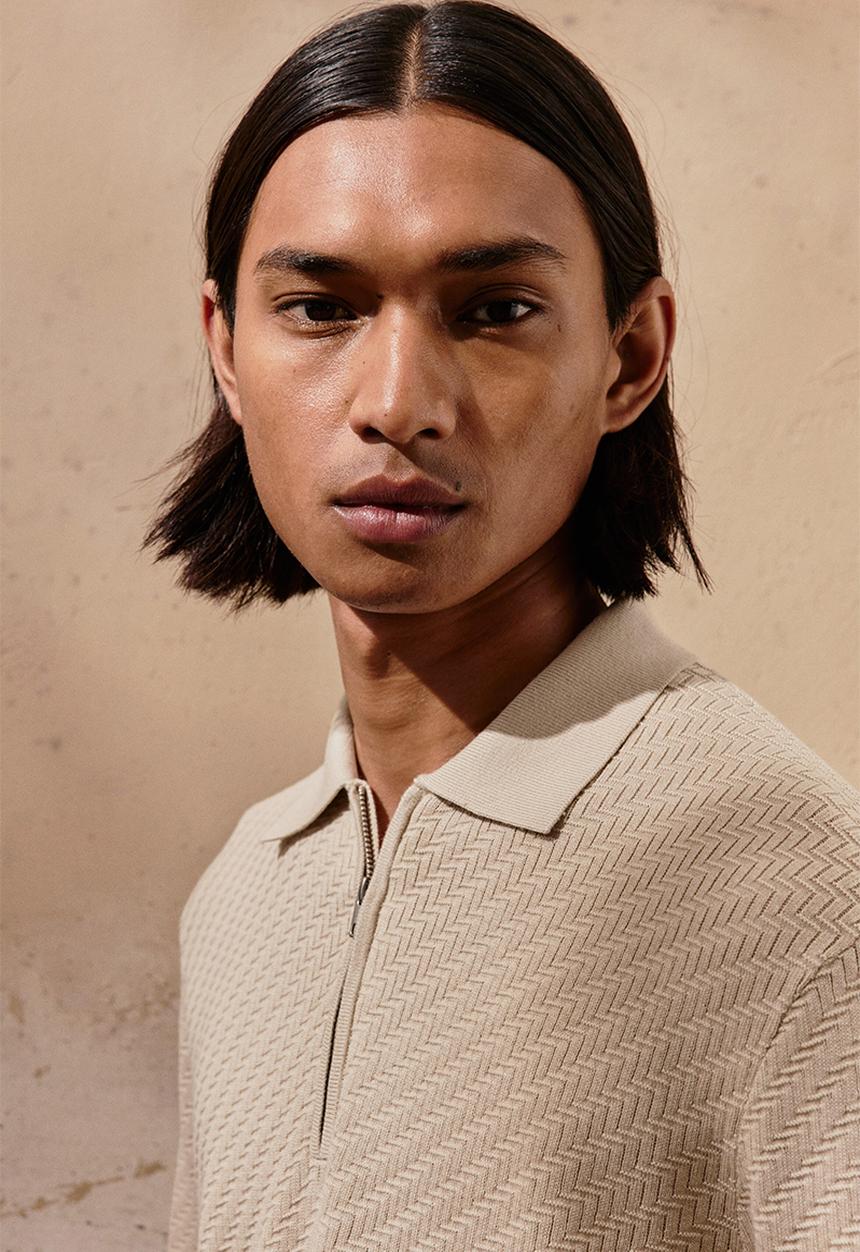 H&M - Slim fit polo shirt - light beige