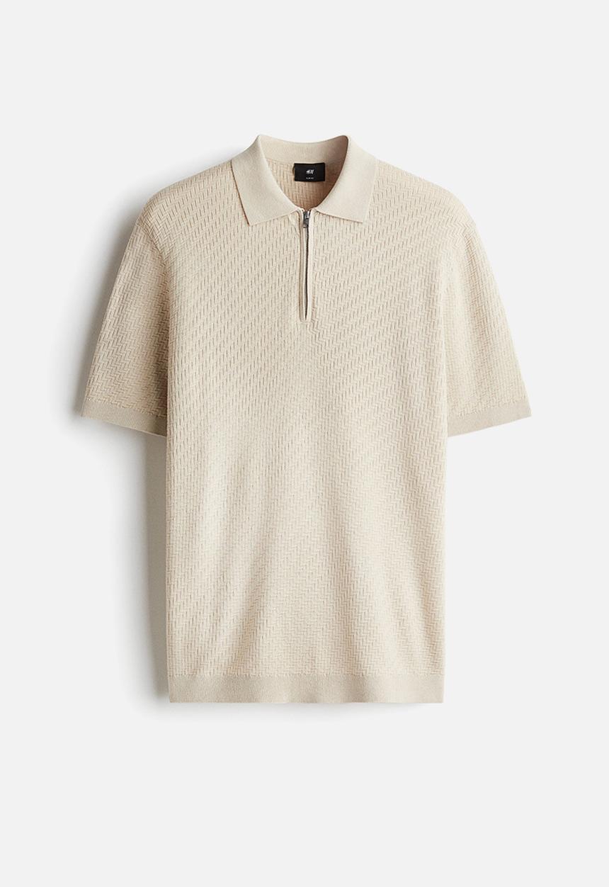 H&M - Slim fit polo shirt - light beige