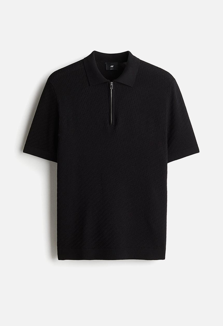 H&M - Slim fit polo shirt - black