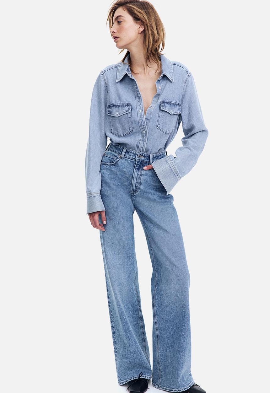H&M - Wide high jeans - light denim blue