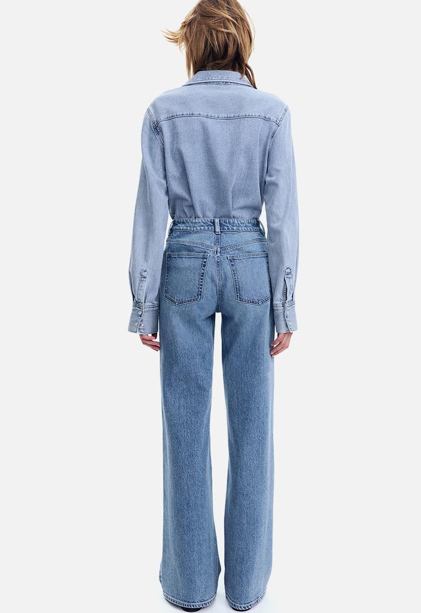 H&M - Wide high jeans - light denim blue