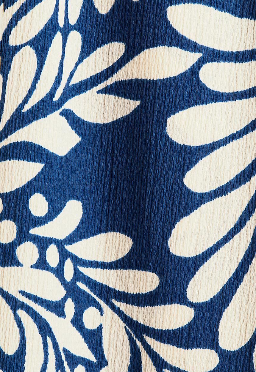 H&M - Wide pull-on trousers - blue & cream patterned