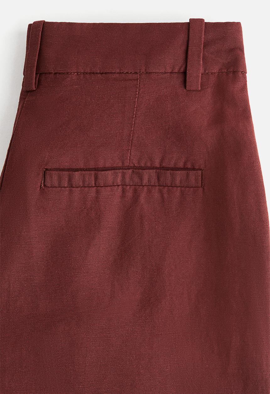 H&M - Wide linen-blend trousers - rust brown