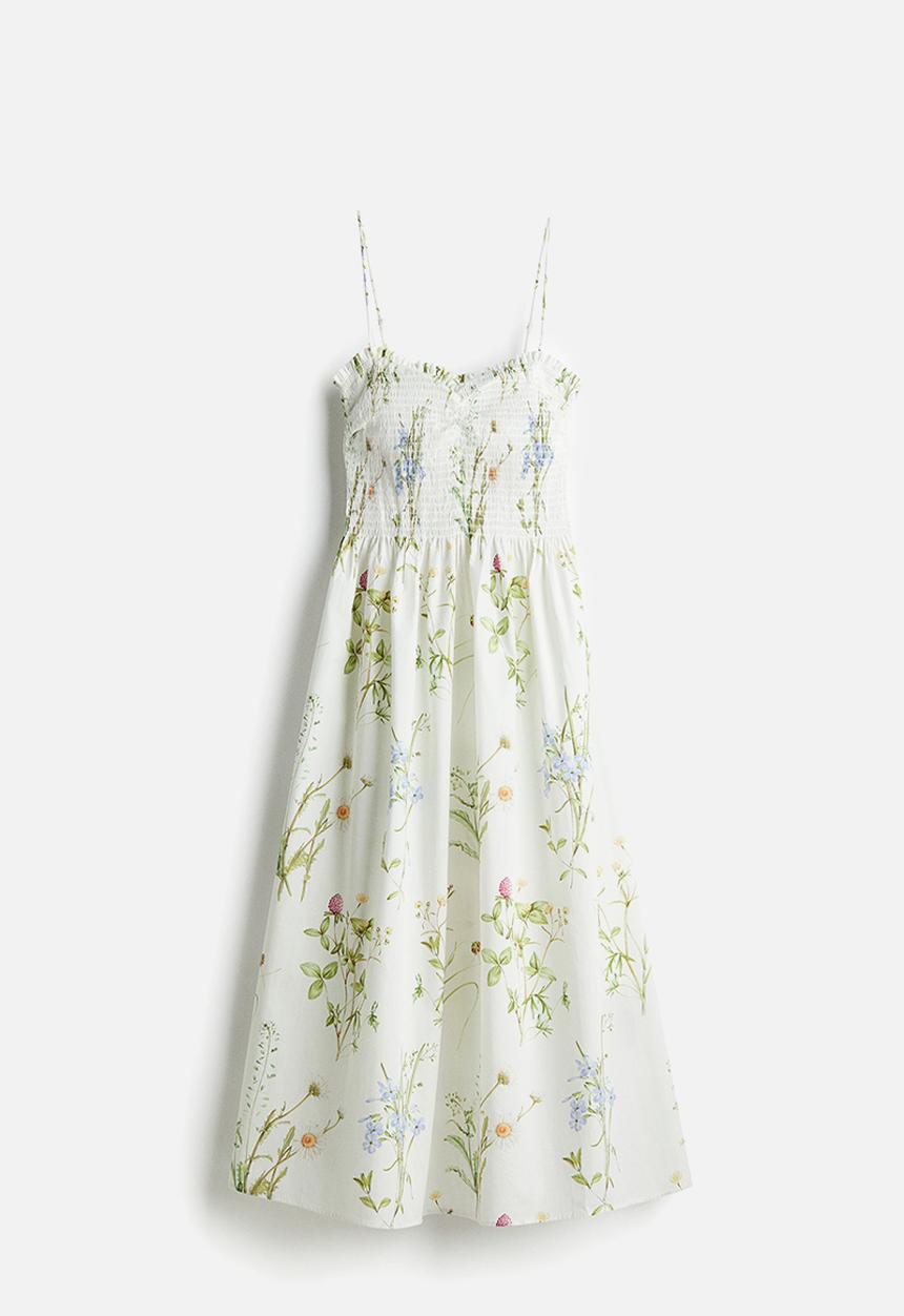 H&M - Smock-topped dress - white floral