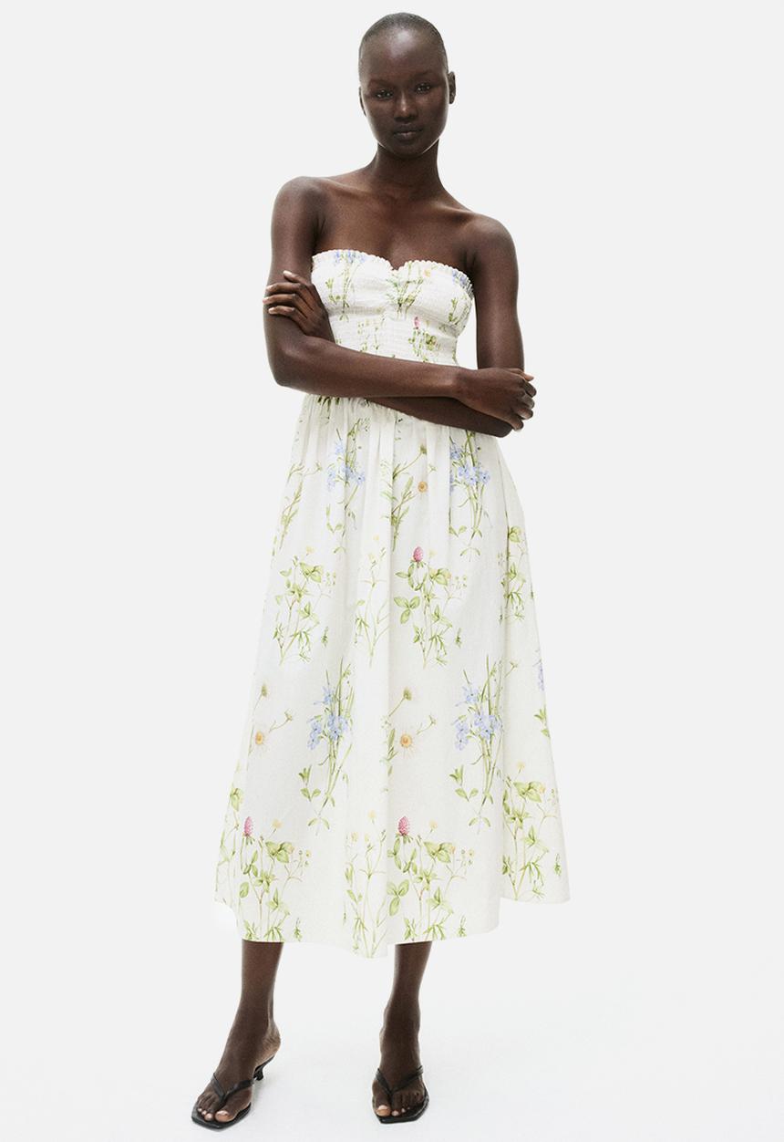 H&M - Smock-topped dress - white floral