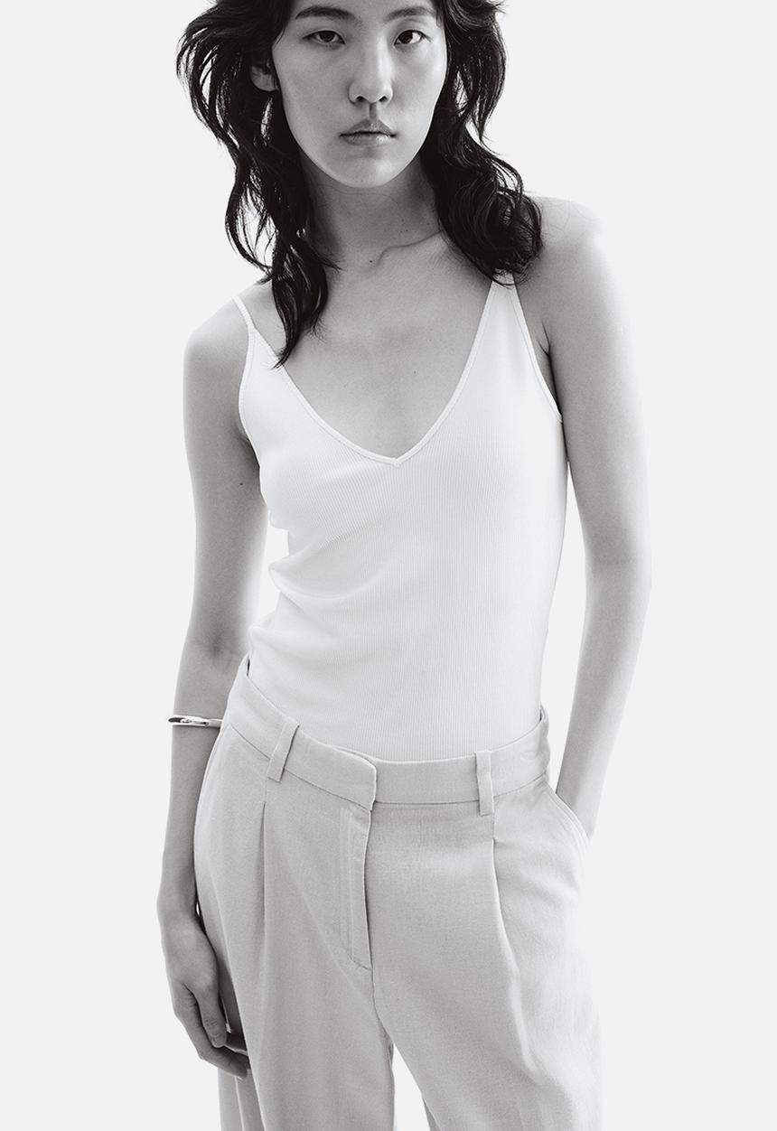 H&M - Wide linen-blend trousers - beige