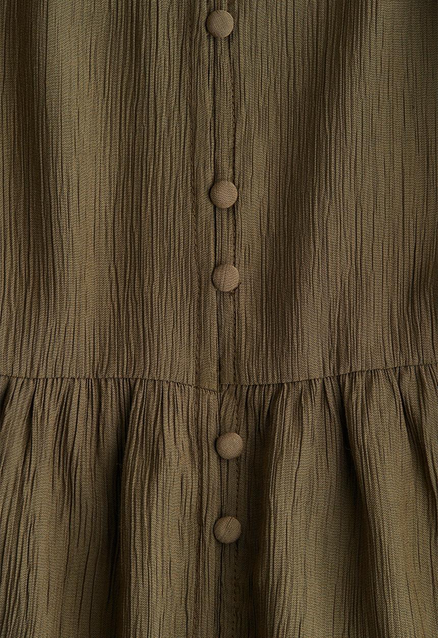 H&M - Crinkled tunic dress - dark khaki green