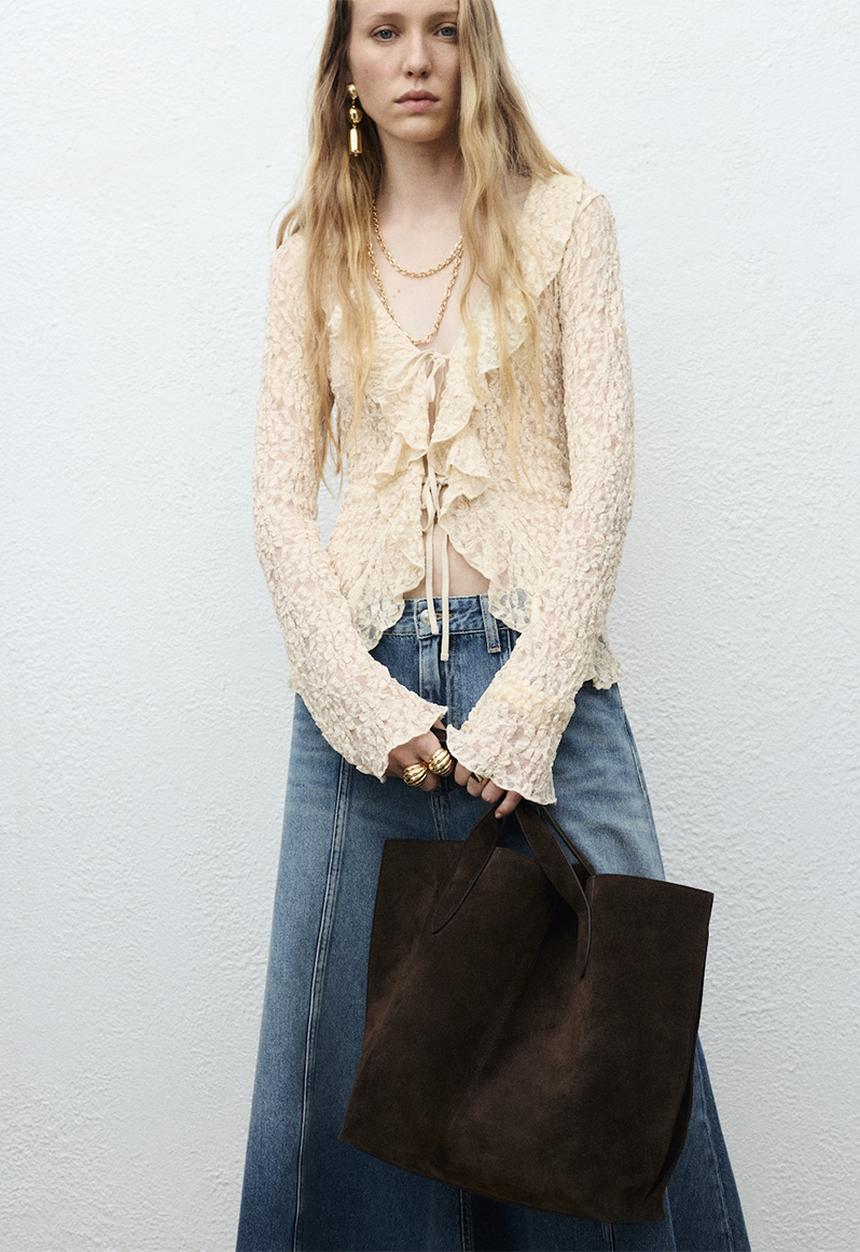 MANGO - Skirt alice - open-blue