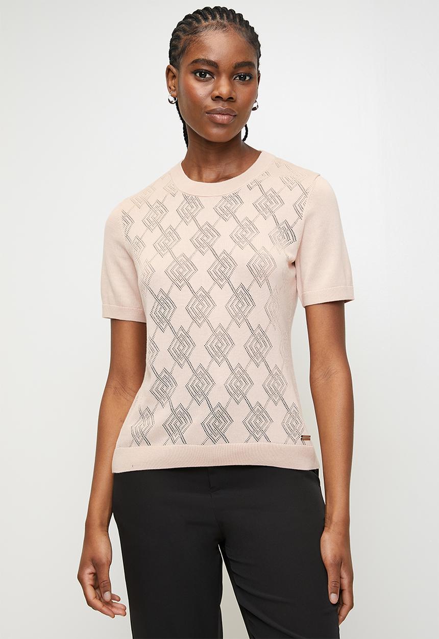 Pringle of Scotland - Carmen Pointelle Knitted Top - Pink