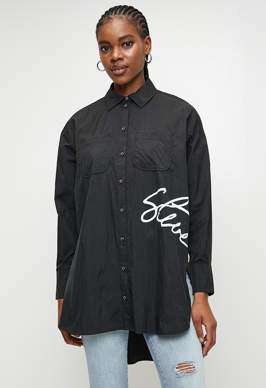 O.ria　レディース　BLK M Ladies Ophelia Oversized Shirt - black