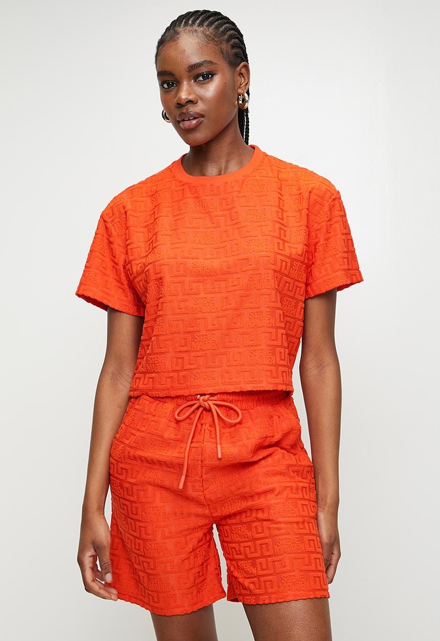 Steve Madden - Ladies ayaan embossed logo top - tangerine